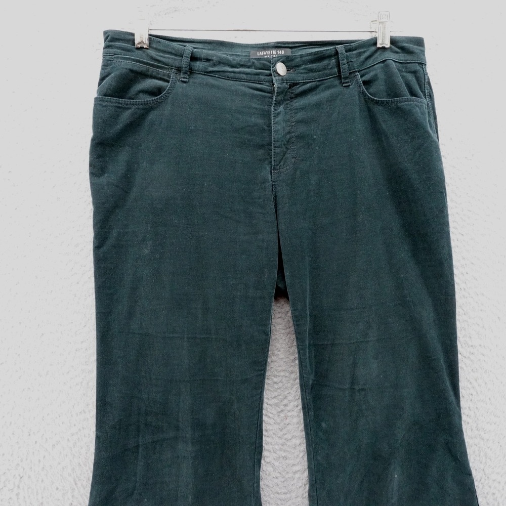 Lafayette 148 Corduroy Flare Pants Size 8 Green Women Soft Mid Rise Stretch - Picture 3 of 13